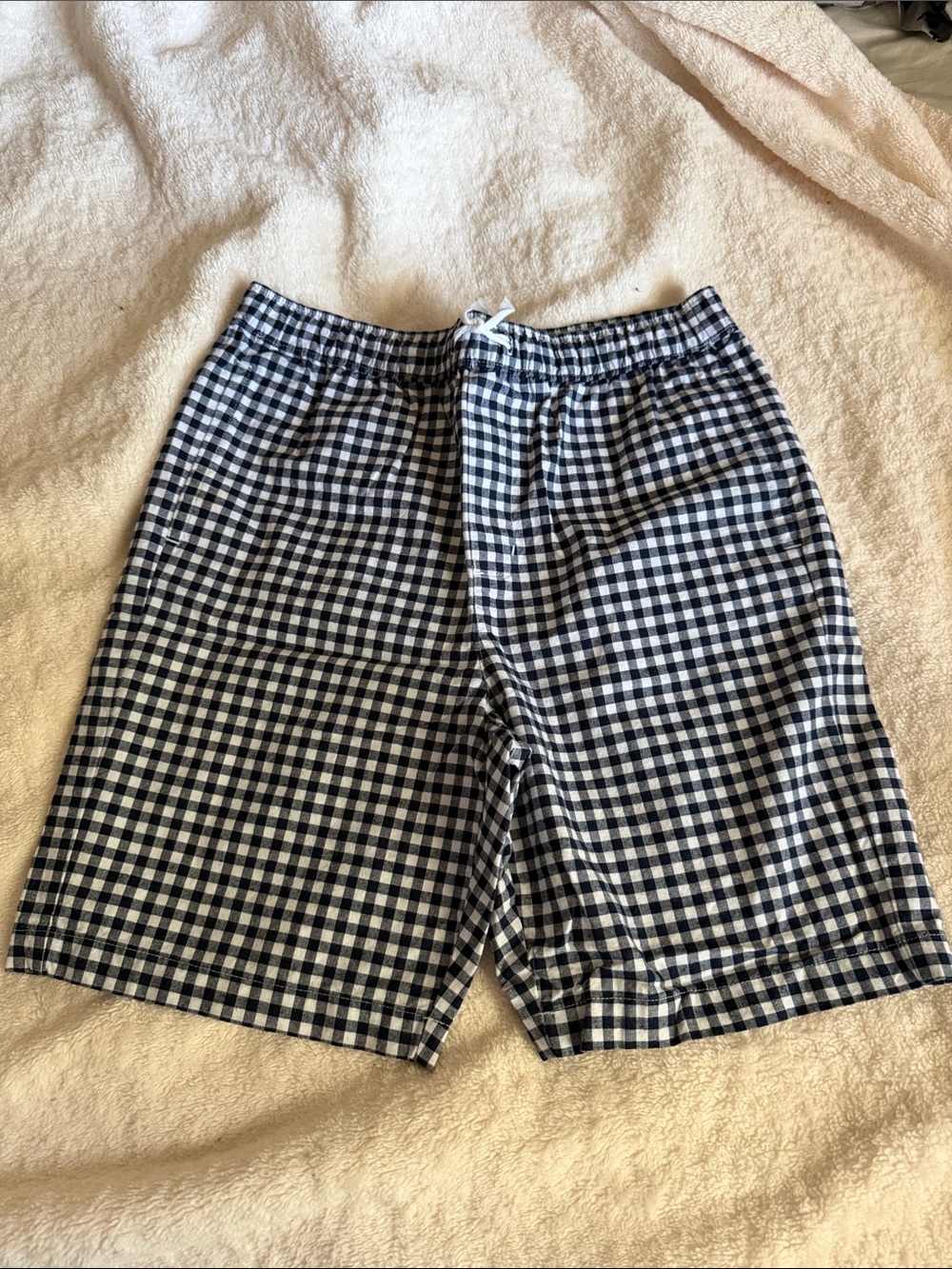 Janie and Jack Navy & White Gingham Pull-On Shorts